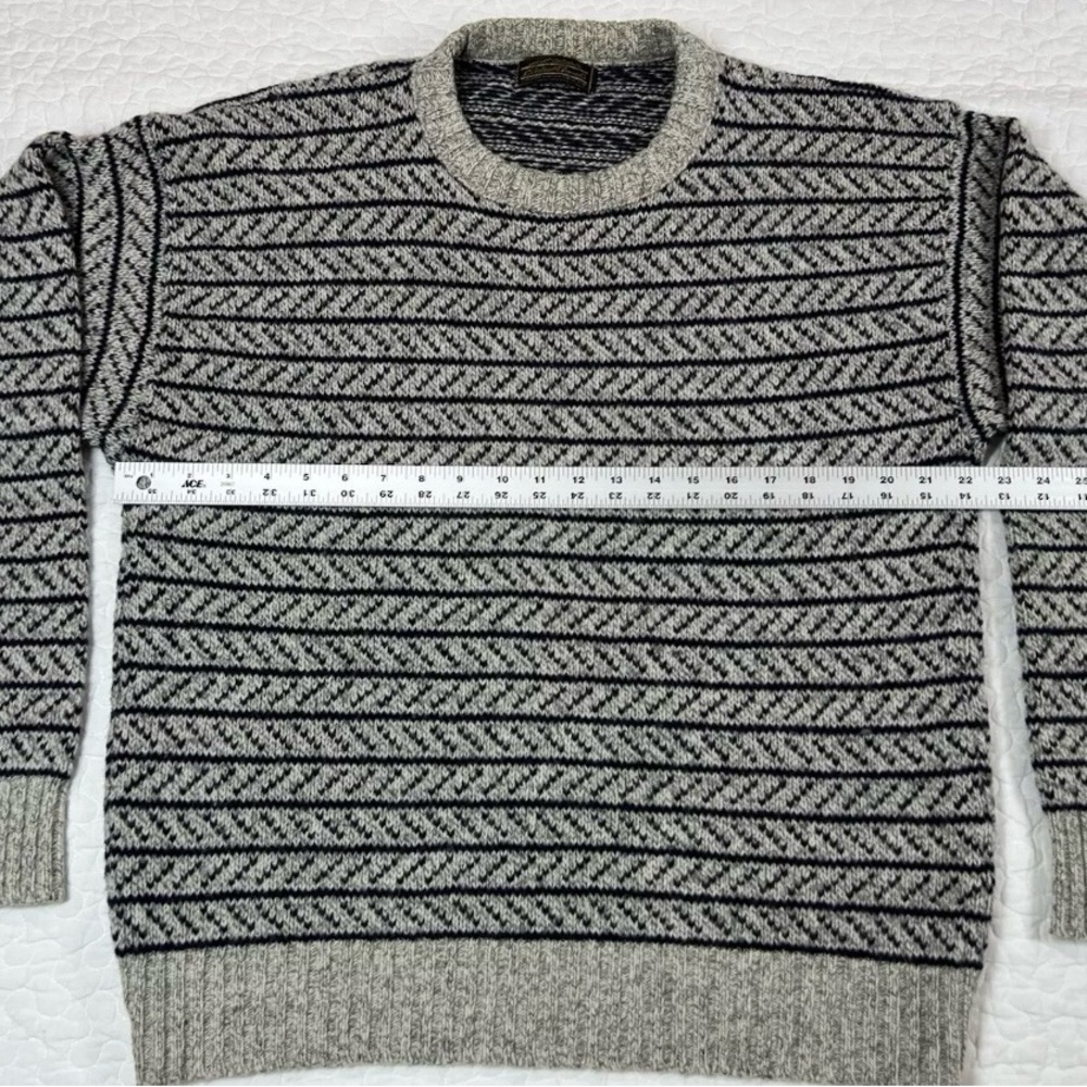Vintage Eddie Bauer Sweater Men's XL Gray Navy Birds Eye Wool Pullover USA Made - Picture 5 of 5